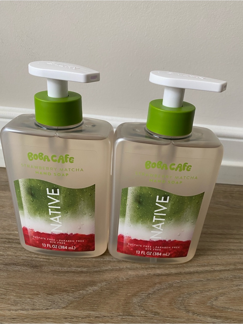 Native Boba Cafe Strawberry Matcha Hand Soap - Green & White